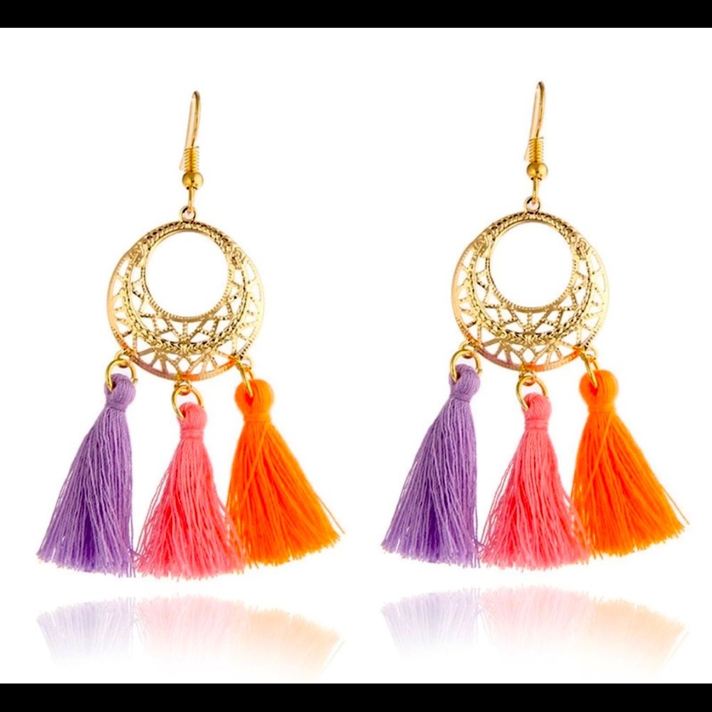 Boho Earrings Tassel Multi Color Trendy Spring Women Jewelry